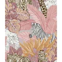 Noordwand Papier peint Good Vibes Jungle Animals Rose et orange
