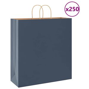 vidaXL Sacs en papier 250 pcs avec poign&eacute;es bleu 45x17x48 cm
