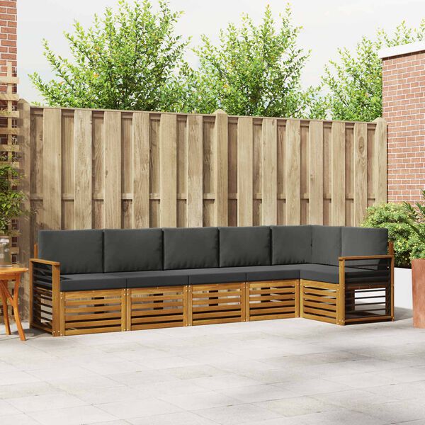 vidaXL Ensembles de canap&eacute;s avec coussin 6 pcs Naturel et Anthracite