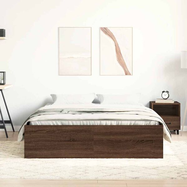 vidaXL Cadre de lit sans matelas ch&ecirc;ne marron 140x200 cm