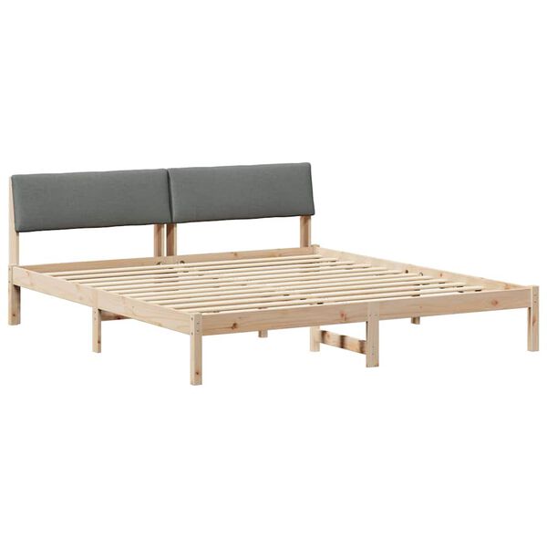 vidaXL Cadre de lit avec t&ecirc;te de lit marron et gris fonc&eacute; 200 x 200 cm