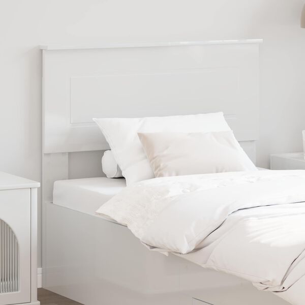 vidaXL T&ecirc;te de lit Blanc Brillant 75 cm Bois d'ing&eacute;nierie