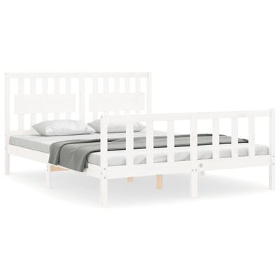 vidaXL Cadre de lit sans matelas blanc bois de pin massif