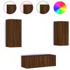 vidaXL Unit&eacute;s murales TV avec LED 4 pcs ch&ecirc;ne marron bois d'ing&eacute;nierie