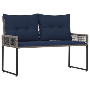vidaXL Banc ext&eacute;rieur avec coussin Gris et Marine 118 x 55 x 82 cm