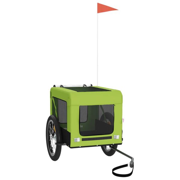 vidaXL Remorque de v&eacute;lo pour animaux de compagnie vert et noir