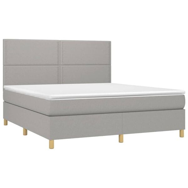 vidaXL Sommier &agrave; lattes de lit matelas et LED Gris clair 160x200 cm