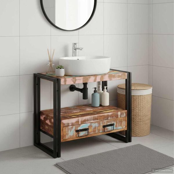 vidaXL Armoire de coiffeuse Multicolore Bois Recycl&eacute; Solide