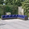 vidaXL Salon de jardin 8 pcs avec coussins r&eacute;sine tress&eacute;e gris
