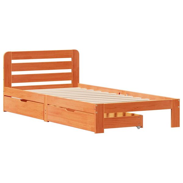 vidaXL Cadre de lit sans matelas cire marron 75x190 cm bois pin massif