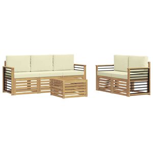 vidaXL Ensemble de canap&eacute;s d'ext&eacute;rieur 6 pc Blanc et cr&egrave;me Polyester