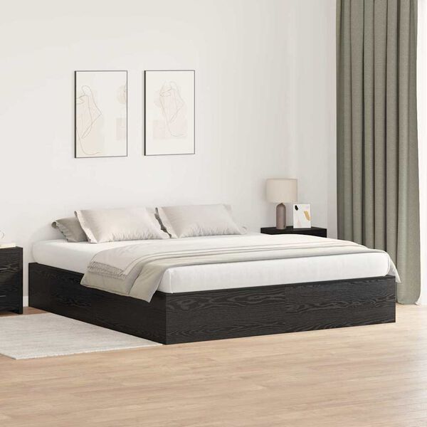 vidaXL Cadre de lit avec rangement Ch&ecirc;ne noir 180 x 200 cm
