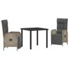 vidaXL Ensemble de salle &agrave; manger pour jardin 3 pc Gris polyrotin