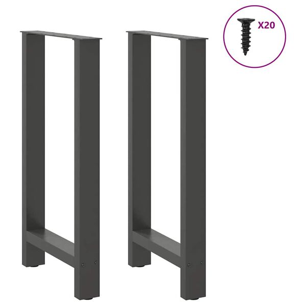 vidaXL Pieds de table de bar Anthracite 2 pi&egrave;ces 40 x (90-91) cm Acier