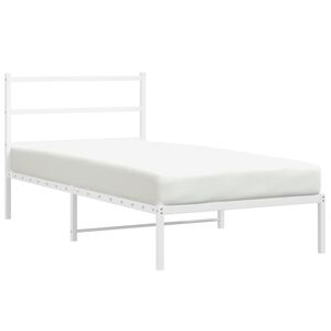 vidaXL Cadre de lit m&eacute;tal sans matelas et t&ecirc;te de lit blanc 100x190 cm