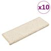 vidaXL Tapis d'escalier 10 pi&egrave;ces 65 x 21 x 4 cm Blanc Bord rectangulaire