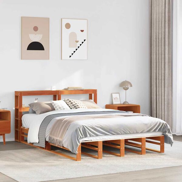 vidaXL Cadre de lit sans matelas cire marron 120x200cm bois pin massif