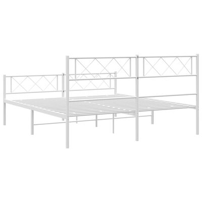 vidaXL Cadre de lit métal sans matelas et pied de lit blanc 160x200 cm