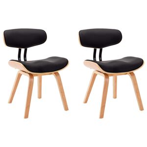 vidaXL Chaises &agrave; manger lot de 2 noir bois courb&eacute; et similicuir