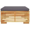 vidaXL Repose-pied de jardin et coussin Gris fonc&eacute; Bois de teck massif