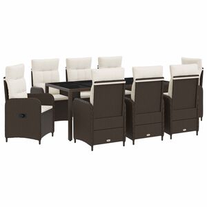 vidaXL Ensemble de repas ext&eacute;rieur 9 pc Marron et cr&egrave;me blanche