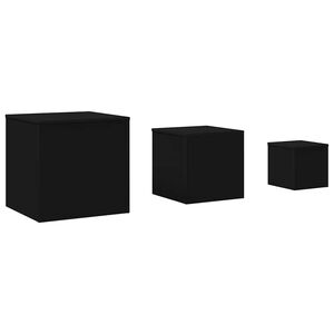 vidaXL Tables d'appoint 3 pcs Noir Bois d&rsquo;ing&eacute;nierie