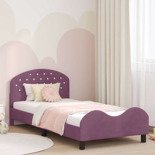 vidaXL Cadre de lit pour enfants avec t&ecirc;te de lit Pourpre 90 x 200 cm