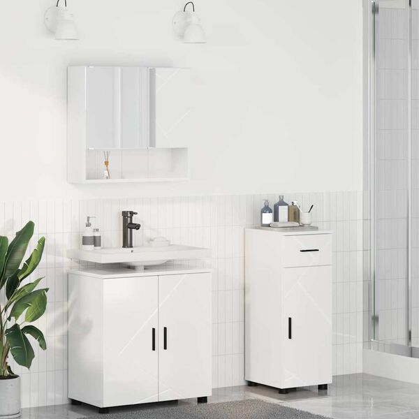 vidaXL Ensemble de mobilier de salle de bain 3 pcs Blanc brillant