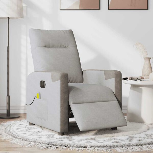 vidaXL Fauteuil de massage inclinable &eacute;lectrique gris nuage tissu