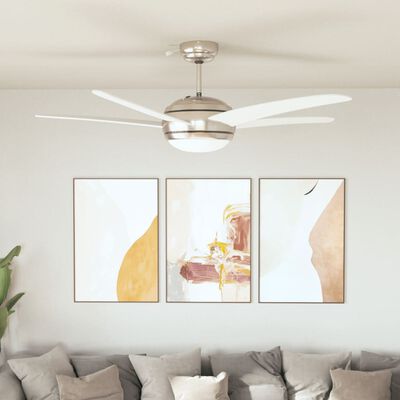 vidaXL Ventilateur de plafond orné avec lampe 128 cm Blanc