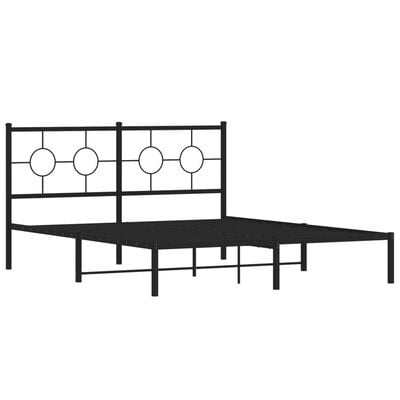 vidaXL Cadre de lit métal sans matelas et tête de lit noir 160x200 cm