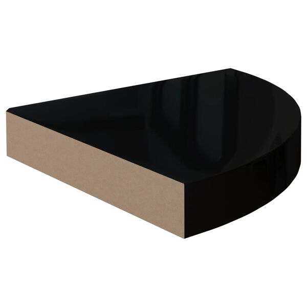 vidaXL Étagères d'angle flottantes 2pcs noir brillant 25x25x3,8cm MDF