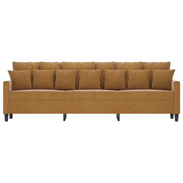 vidaXL Canap&eacute; &agrave; 3 places Marron 210 cm Velours