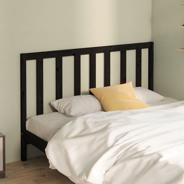 vidaXL T&ecirc;te de lit Noir 146x4x100 cm Bois massif de pin