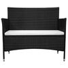 vidaXL Banc de jardin avec coussin r&eacute;sine tress&eacute;e noir