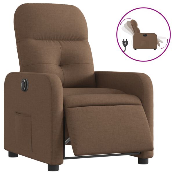 vidaXL Fauteuil inclinable &eacute;lectrique Marron Tissu
