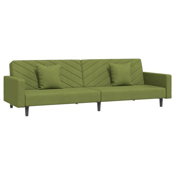 vidaXL Canap&eacute;-lit &agrave; 2 places avec deux oreillers Vert clair Velours