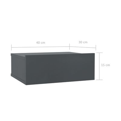 vidaXL Table de chevet flottante Gris 40x30x15 cm Aggloméré