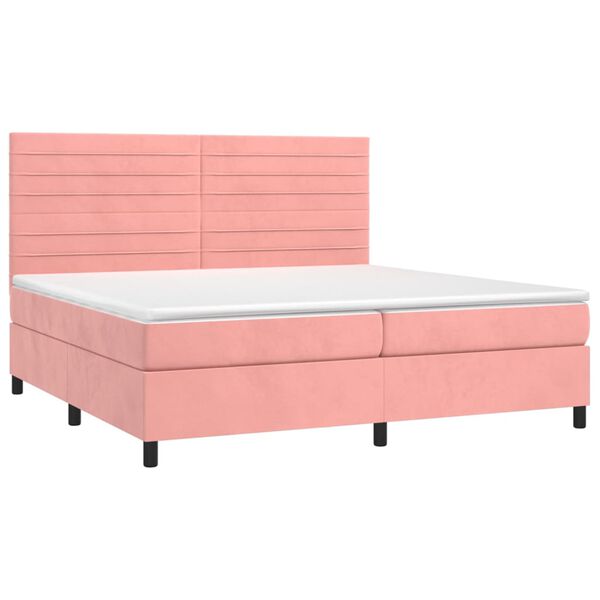 vidaXL Sommier &agrave; lattes de lit avec matelas LED Rose 200x200cm Velours