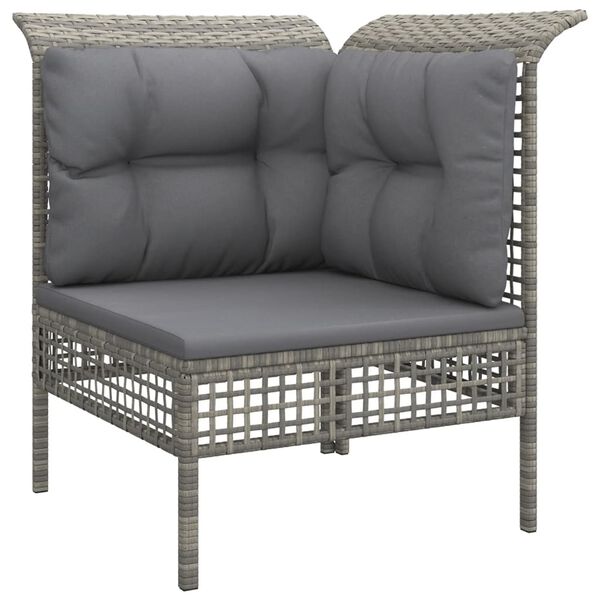 vidaXL Salon de jardin 7 pcs avec coussins Gris R&eacute;sine tress&eacute;e