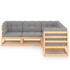 vidaXL Salon de jardin 5 pcs avec coussins Bois de pin massif