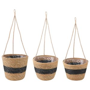 vidaXL 3 pc Naturel et noir &Oslash;26 x 19 cm 100 % Herbe de mer