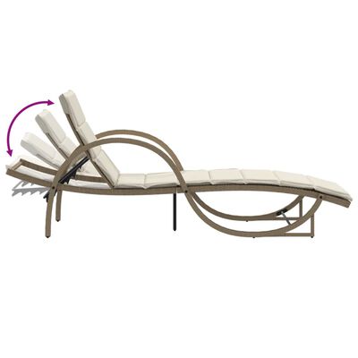 vidaXL Chaise longue avec coussin beige 60x199x42 cm résine tressée