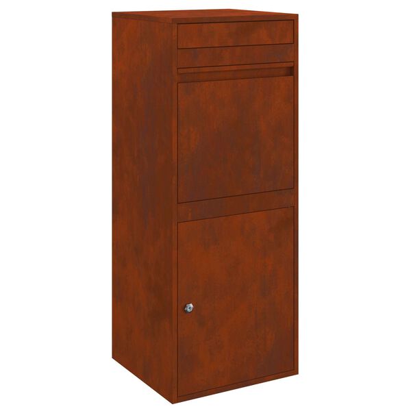 vidaXL Bo&icirc;te de d&eacute;p&ocirc;t de colis Rouill&eacute; 41 x 38 x 103 cm Acier patin&eacute;