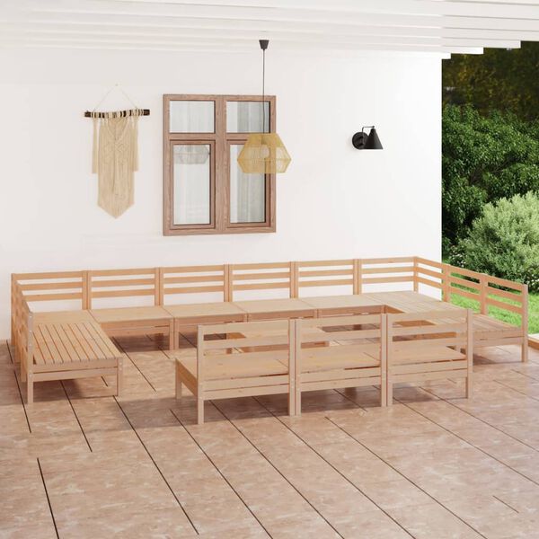 vidaXL Salon de jardin 14 pcs Bois de pin massif