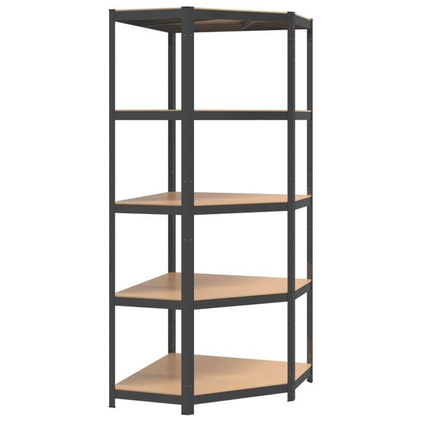 vidaXL &Eacute;tag&egrave;re d'angle &agrave; 5 niveaux Anthracite Acier bois d'ing&eacute;nierie