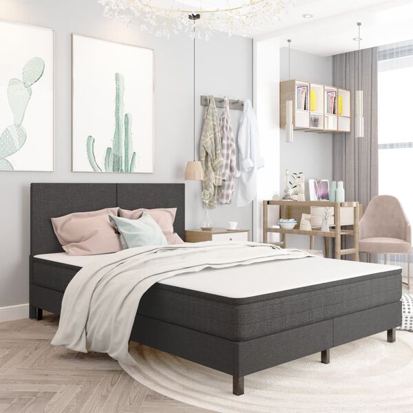 vidaXL Sommier &agrave; lattes de lit Gris Tissu 160x200 cm