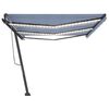 vidaXL Auvent manuel r&eacute;tractable avec LED 600x350 cm Bleu et blanc