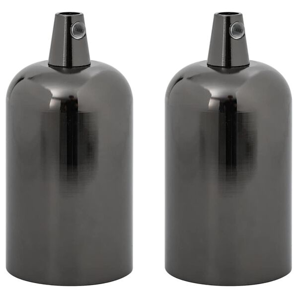 vidaXL Douilles de lampe 2 pcs noir brillant E27