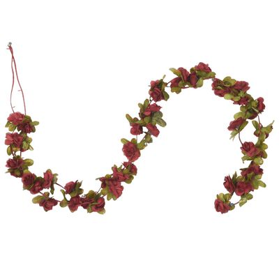 vidaXL Guirlandes de fleurs de Noël 6 pcs rouge bordeaux 250 cm